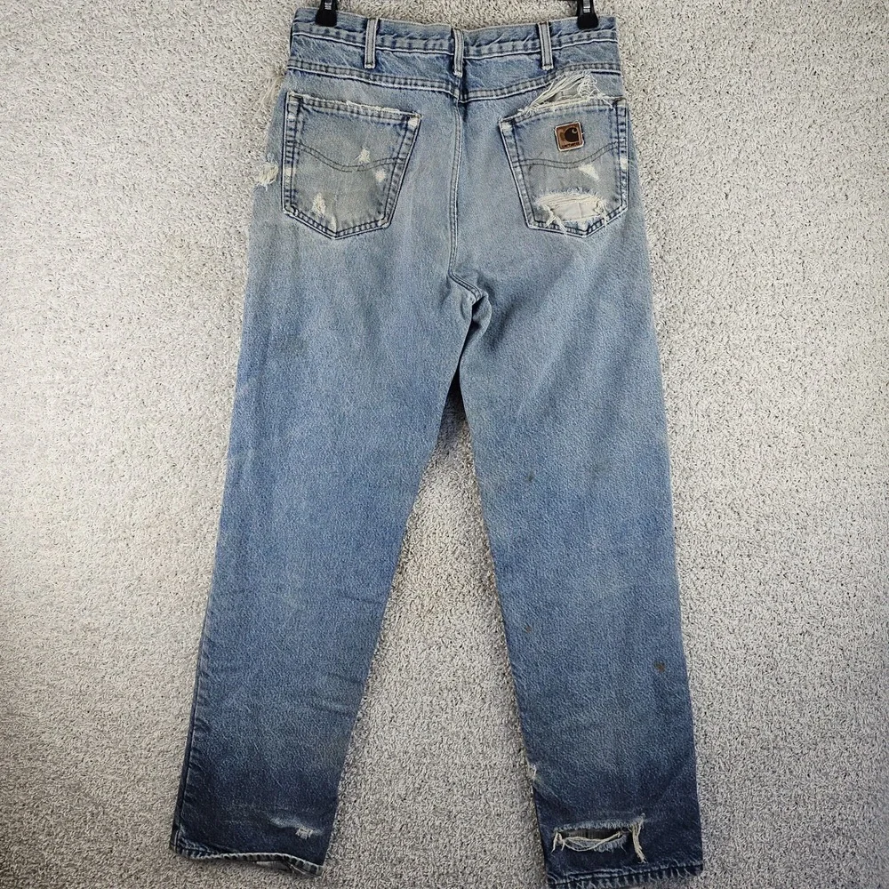Carhartt Plaid Lined Jeans Mens 33x34 Relaxed Fit B172 DST Thrashed Distressed